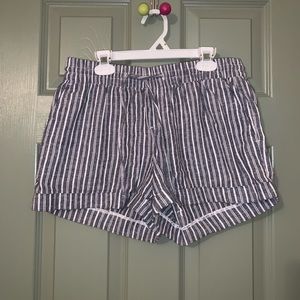 Blue and white striped shorts